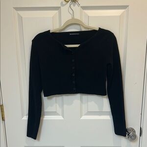 Brandy Melville Black Crop Buttoned Cardigan